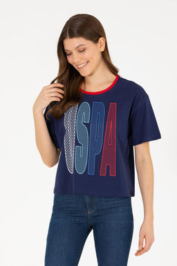 Kad_n Lacivert Bisiklet Yaka Ti__rt