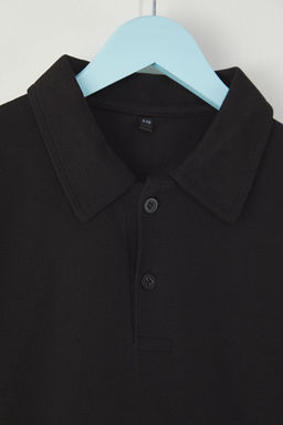Siyah Unisex %100 Pamuk Basic Polo Yaka Regular/Normal Kal?p K?sa Kol Orme T-Shirt TKDSS24TS00024 - Trendyolmilla фото 4