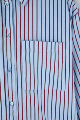 Mavi-Bordo Cizgili Oversize Gomlek - Trendyolmilla фото 3