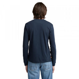 Мужская футболка с длинным рукавом Timberland Longsleeve Dun-River Crew Slim синяя  фото 6