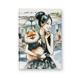 Светоч Бизнес-блокнот, мат.ламин.+выбор.лак, блок кремовый, ББ246 евроформат ( 14.4*20.3*1.6 см) 64 л. 4 шт. французская клетка Дама с собачкой 01672