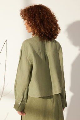 Mint %100 Keten Oversize Gomlek TWOSS24GO00121