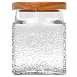 Банка стеклянная прижимная крышка Фреш 1,1л, 11х11см h14см, деревянная крышка с уплотнителем, д/горла - 9,5см, основание - 10,3х10,3см, цветная коробка (Китай) - Домашняя мода фото 2