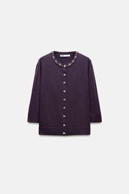 BEADED RHINESTONE KNIT CARDIGAN - Zara фото 2