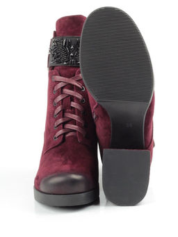 04-R135-2 BURGUNDY Ботинки зимние женские (натуральная замша, натуральный мех)