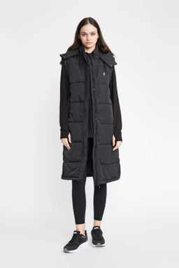 Длинный надувной спортивный жилет DeFactoFit с водоотталкивающим капюшоном и капюшоном  фото 4