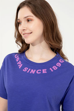 U. S. Polo Assn Женская синяя укороченная футболка с круглым вырезом - U.s. polo assn фото 8