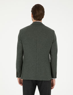 Haki Y_n Kar___ml_ Slim Fit Ceket