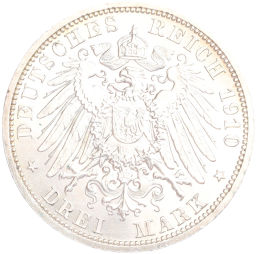 Монета 3 марки 1910 года A Германия (Саксен-Веймар-Aйзенах) Свадьба Вильгельма и Феодоры