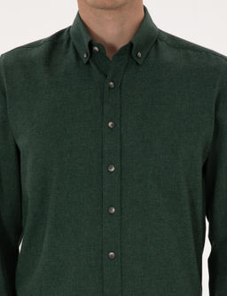 Ye_il Flanel Dokulu Slim Fit Uzun Kollu G_mlek - Pierre cardin фото 6