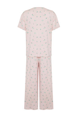Trendyolmilla Pudra-Cok Renkli Cicekli Orme Pijama Tak?m? THMSS24PT00231 фото 13