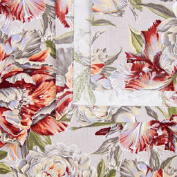 "Душистый пион К" Скатерть 150х145см, длина стола до 110см, на 4 персоны, хлопок "Премиум" 186г/м2, "Домашняя мода" (Россия)