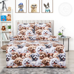 Дружок 1,5 сп./Пододеяльник: 1 шт. - 215*145; Простыня: 1 шт. - 214*150; Наволочка: 2 шт. - 70*70; Поплин детский