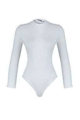 TRENDYOLMILLA Beyaz Fitted/Vucuda Oturan Dik Yaka Fitilli Alttan C?tc?tl? Esnek Orme Body TWOAW20BD0011 фото 6