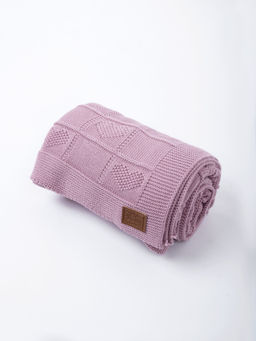 Плед вязаный хлопковый "Пудра" 0+