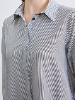 ?izgili Poplin Kad?n G?mlek Tunik