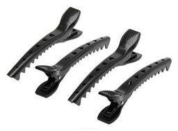 Dewal Зажим для волос крокодил JB0024, пластик, черный, 12,5 см, 4 шт.  фото 2