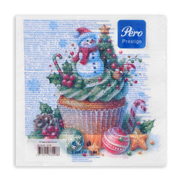 Цена за 2 шт. Салфетки новогодние бумажные Pero Prestige Кексик, 3 слоя, 33?33 см, 20 шт.