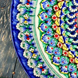 Ляган узбекский Риштанская Керамика «Узоры», d=41 см, МИКС