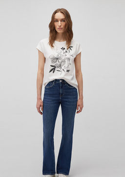 Cicek Bask?l? Beyaz Tisort - Mavi фото 2