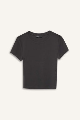Coool Fitted Ribana Basic Duz Kal?n Kumas K?sa Kollu Tisort - Defacto фото 4