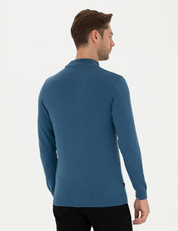 Kobalt Slim Fit Yar_m Bal_k__ Yaka Basic Triko Kazak - Pierre cardin фото 5