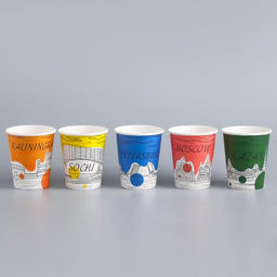 Цена за 50 шт. Стакан бумажный одноразовый «Города» для горячих напитков, 250 мл, диаметр 80 мм