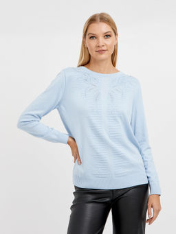 джемпер женский голубой с узором и с добавлением страз