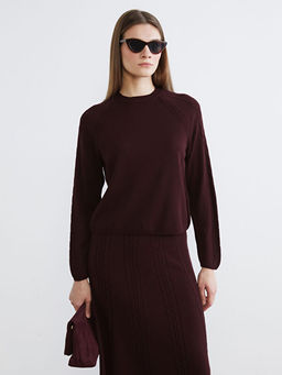 Bisiklet Yaka Kendinden Desenli Kad?n Triko Kazak