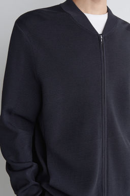 TEXTURED KNITTED BOMBER JACKET