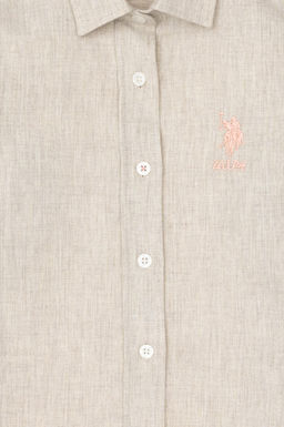 Рубашка с длинным рукавом цвета экрю для девочки - U.s. polo assn фото 6