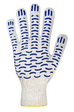 Цена за 5 шт. Перчатки хлопковые 5-нитка 10 класс с нанесением ПВХ Кириллица 23