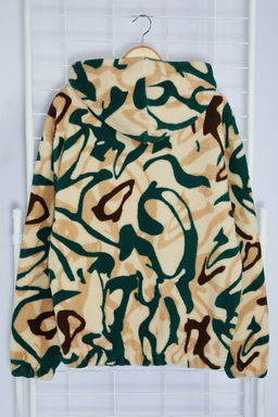 Cok Renkli Un?sex Oversize/Genis Kesim Desenli Polar/Pelus Kapusonlu Sweatshirt TMNAW25SW00147