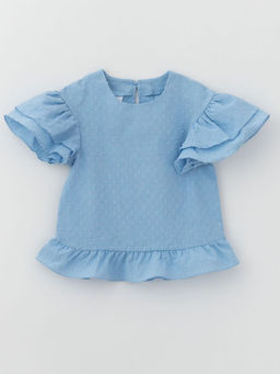 Блуза для девочки с коротким рукавом, голубой - Lesi kids фото 14