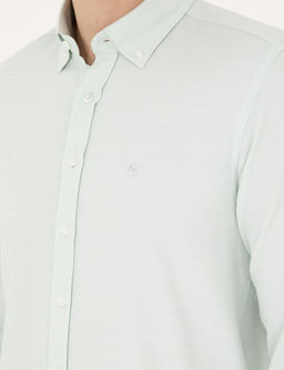 Рубашка Slim Fit зеленая с длинным рукавом
