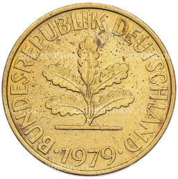 Монета 10 пфеннигов 1979 года G Западная Германия (ФРГ)