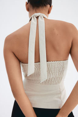 Top halter en mezcla de lino - H&m фото 5