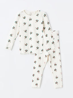 Bisiklet Yaka Bask?l? K?z Bebek Pijama Tak?m