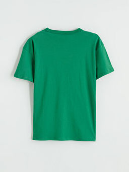 Bisiklet Yaka Erkek ?ocuk Bask?l? Ti??rt