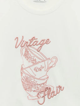 Футболка с принтом и вышивкой / Zarina фото 9