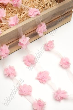 Цветочек шифоновый 4 см (35 шт) на ленте (SF-7042) светло-розовый №139