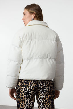 Ekru Oversize Kal?p Gomlek Yaka Fitilli Kadife Sisme Mont TWOAW25MO00230