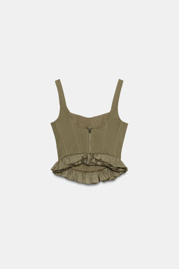 TOP CORSETERO VOLANTES / Khaki oscuro - Zara фото 6