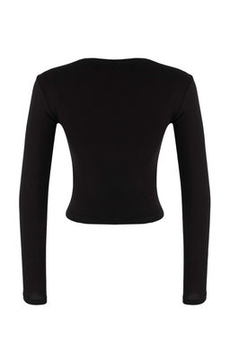 Trendyolmilla Siyah-Ekru Ikili Paket Crop/K?sa Fitted/Vucuda Oturan Orme Bluz TWOAW25BZ00061 фото 18