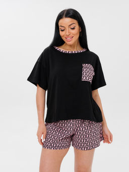 3122 ЖЕНСКАЯ ПИЖАМА (шорты) (Розовый)