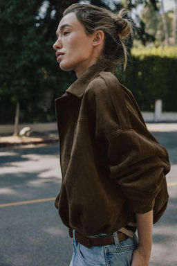SUEDE EFFECT BOMBER JACKET