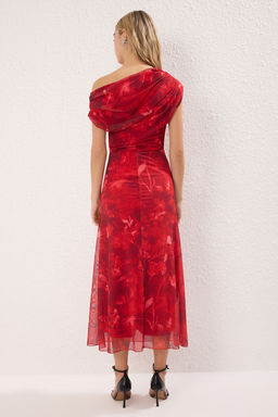 TRENDYOLMILLA Cok Renkli Desenli Astarl? Tul Orme S?k Elbise TPRSS25EL00015 фото 4