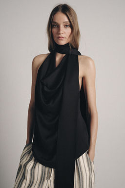 TOP HALTER PA?UELO FLECOS ZW COLLECTION / Negro - Zara фото 2