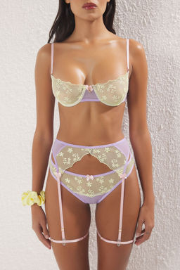 Trendyolmilla Lila-Sar? Tul Jartiyer, Toka, Bacak Bant Detayl? Kaps?z Orme Ic Camas?r? Tak?m? THMSS25CC00034  фото 10