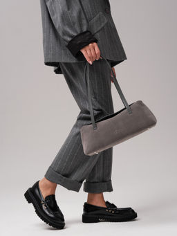 Замшевая сумка Raduy DBR 31127 серый замок  фото 4